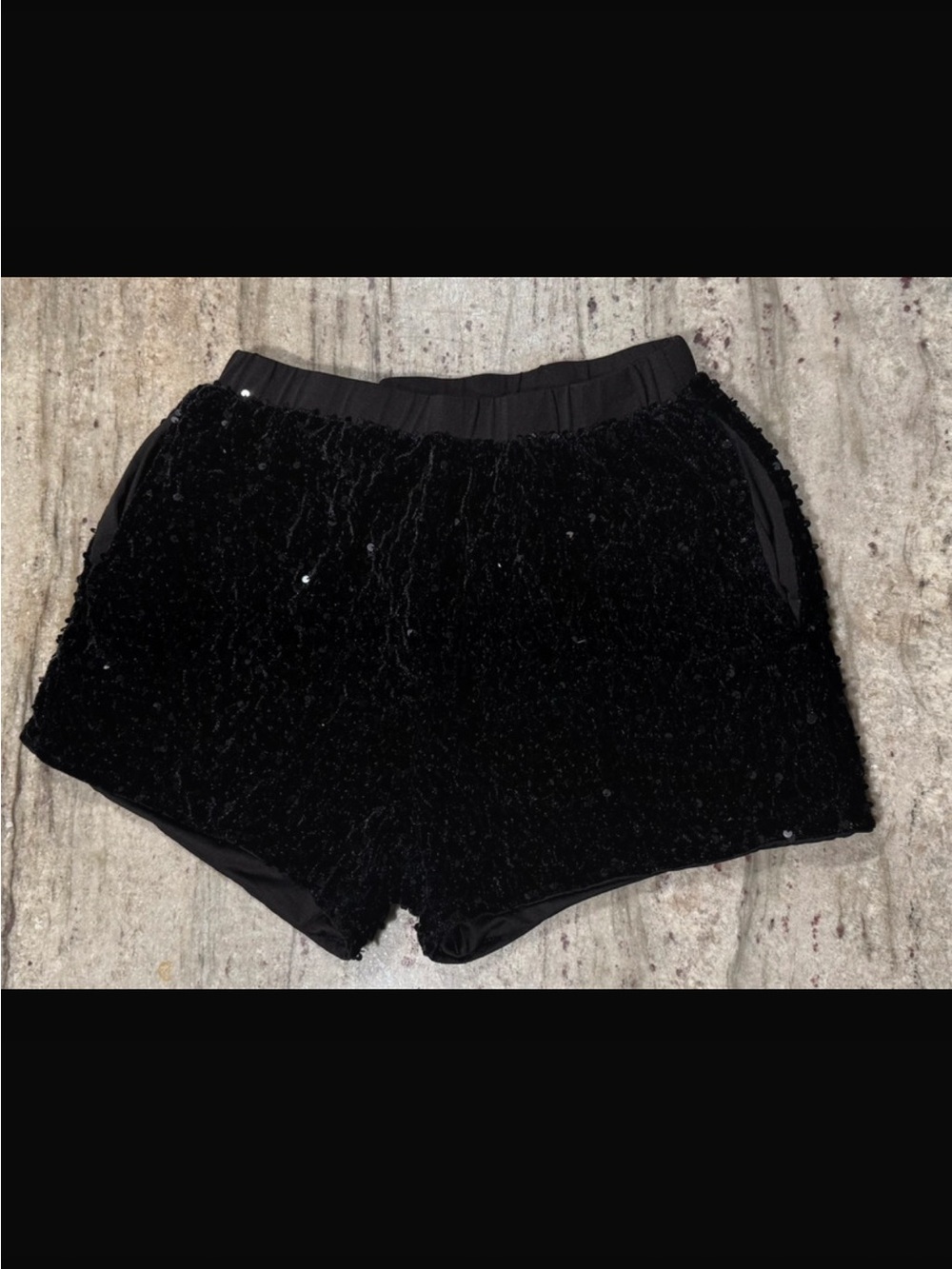Black Velvet Sequin Women's Shorts
